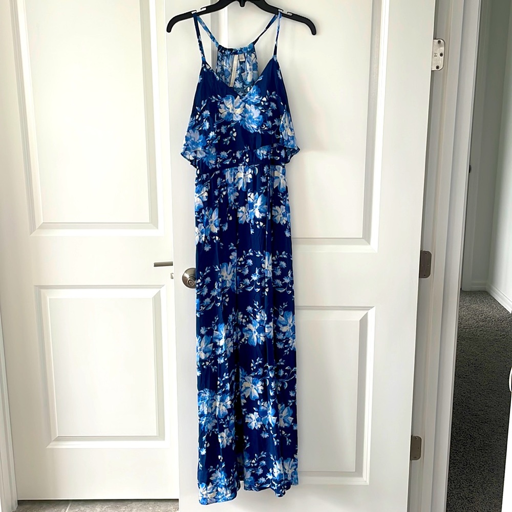 Blue Floral Maxi Dress - LC Brand - Size Small
